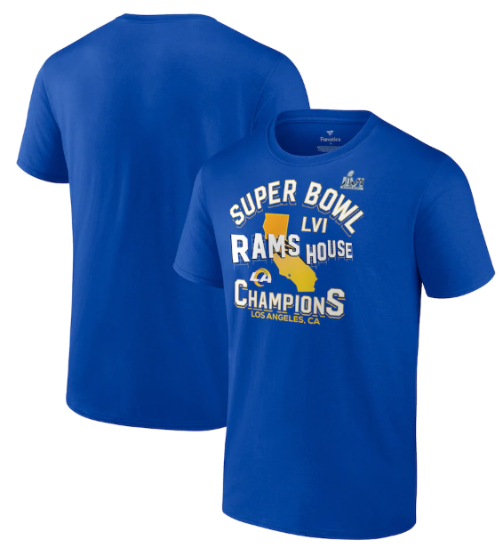 Men's Los Angeles Rams 2022 Royal Super Bowl LVI Champions Hometown Hard Count T-Shirt Men's Los Angeles Rams 2022 Royal Super Bowl LVI Champions Hometown Hard Count T-Shirt